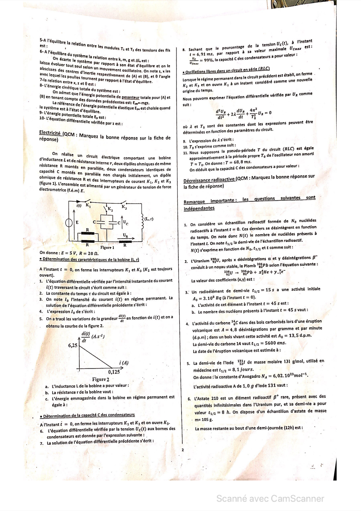 Diagramme Q1 — ENSAM 2019 Physique