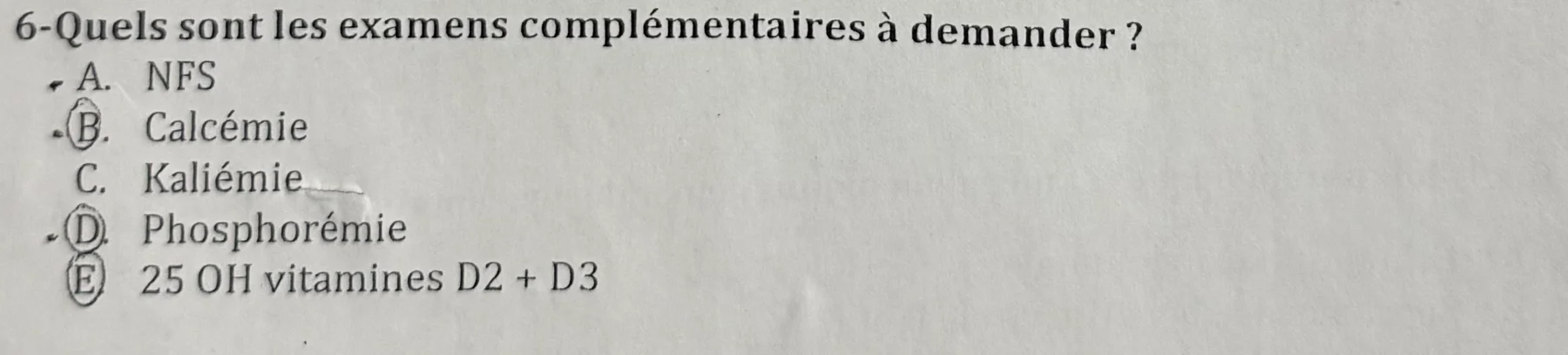Visuel fidèle à la source — extrait vérifié de la question 6 et de ses cinq propositions